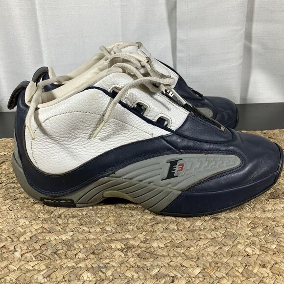 REEBOK Allen Iverson IV Answer Navy White Leather Basketball Shoes Men’s Sz 1 - Picture 4 of 14